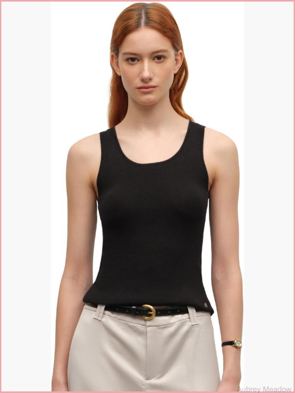 Women's Cashmere Silk Blend Ribbed Knit Vest Sleeveless Crew Neck Lightweight